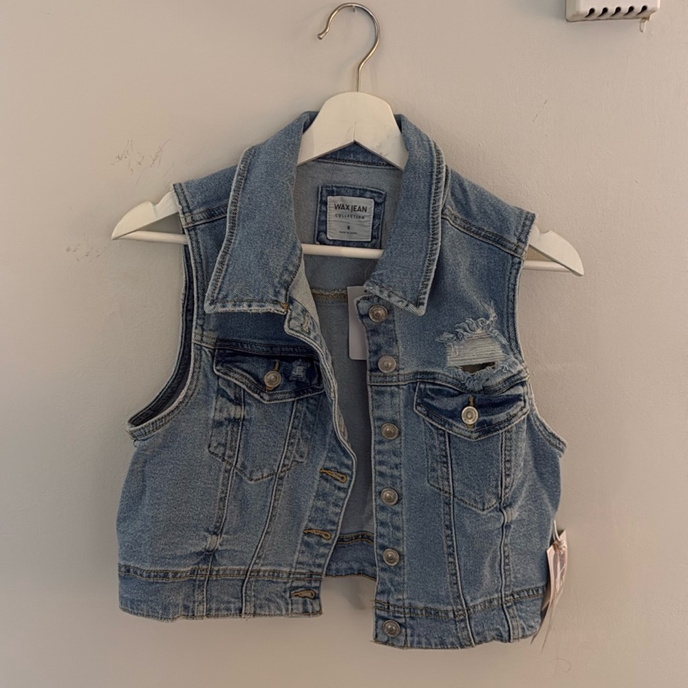 Cropped Denim Vest